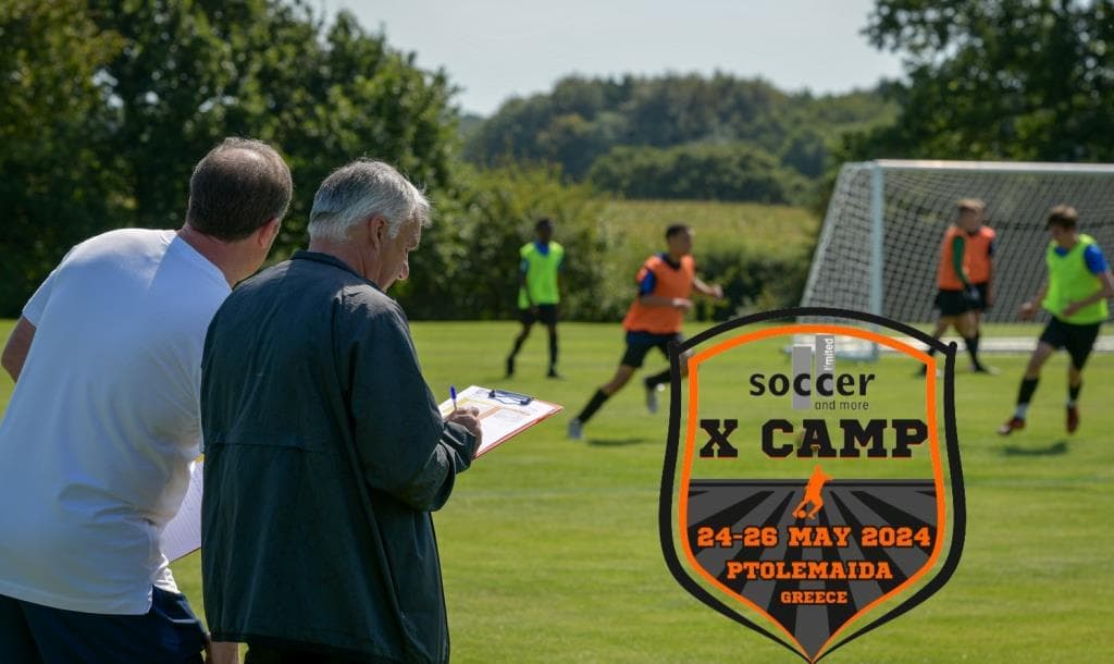 SoccerX Camp players and organizers on the football pitch